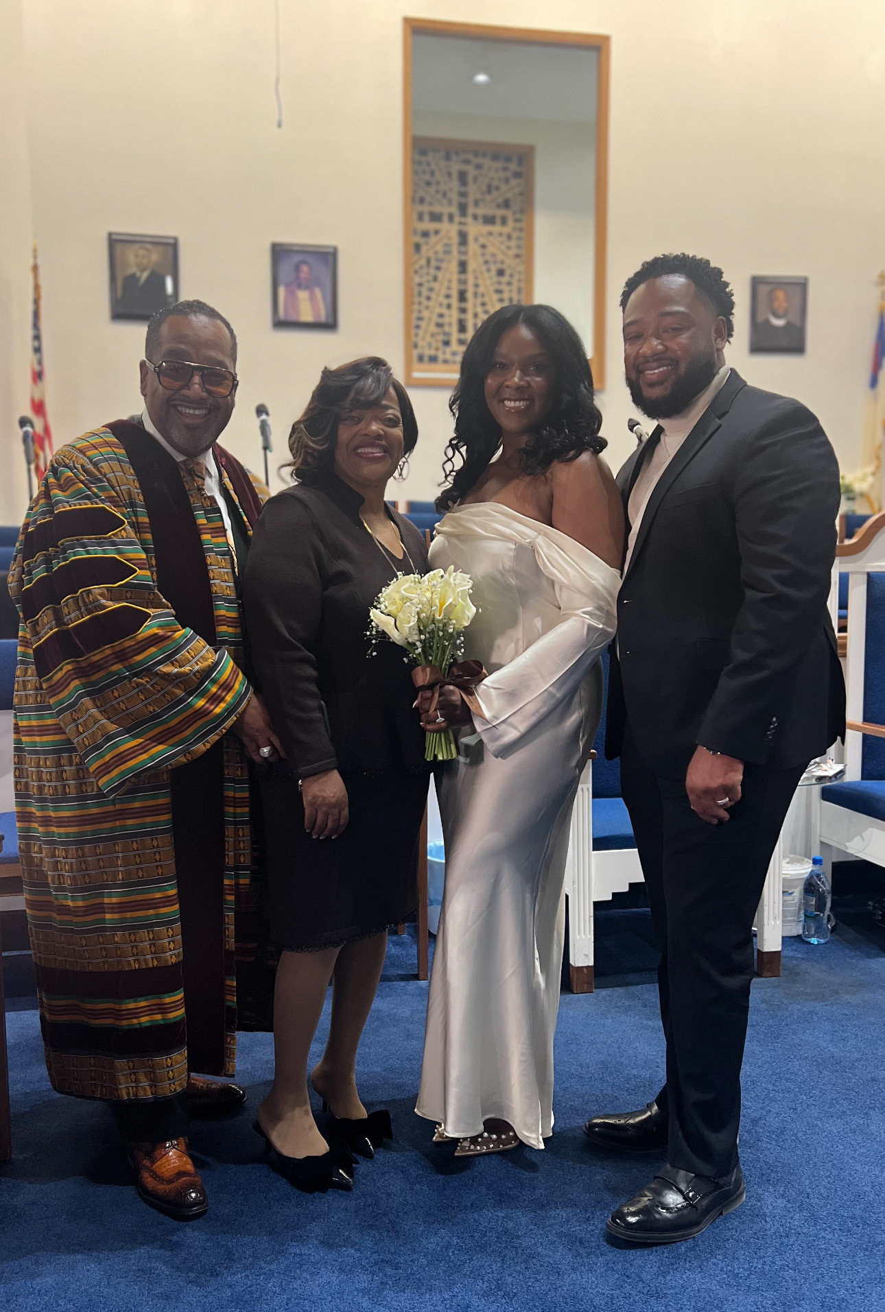 The Brown family celebrating together